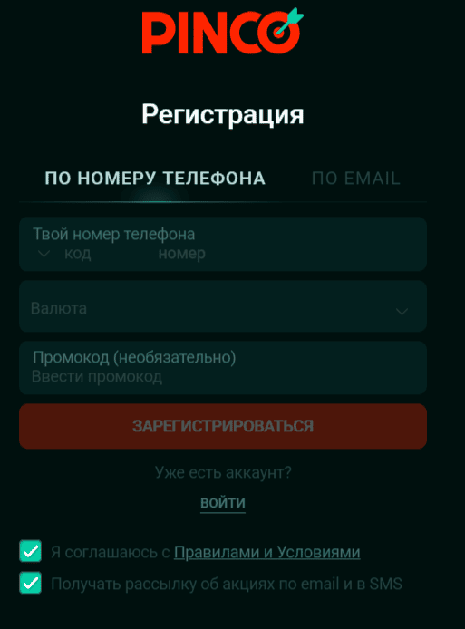 Регистрация в Пинко казино – как создать аккаунт